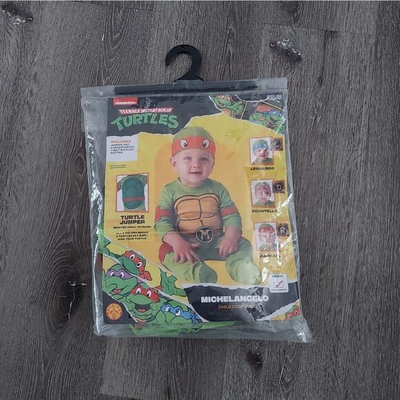 Rubie's Green and Orange Ninja Turtle Baby Costume - Picture 2 of 6